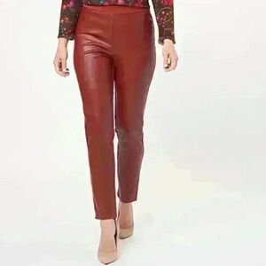 JASON Wu Red Faux Leather Front Stretch Back Ankle Detail Pull On Pants Size XS